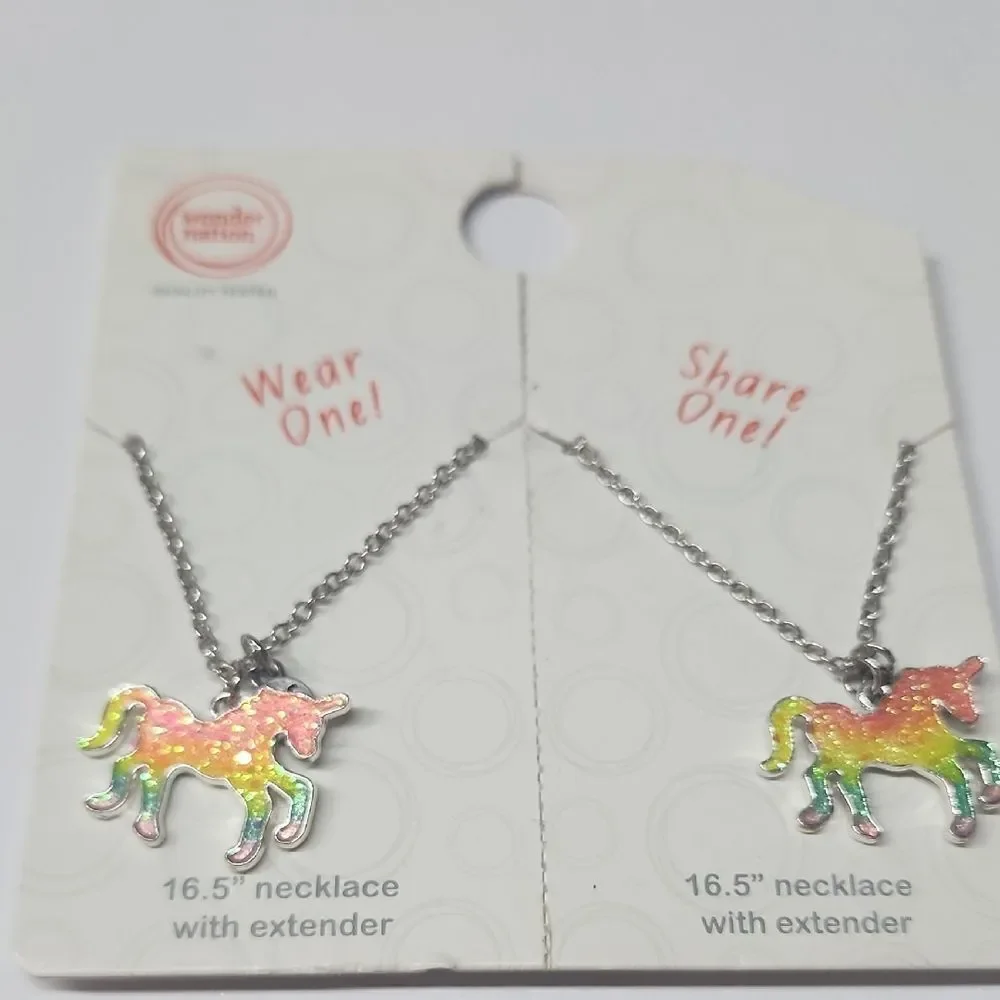 Wonder Nation Rainbow Unicorn Necklace Set BFF Necklaces